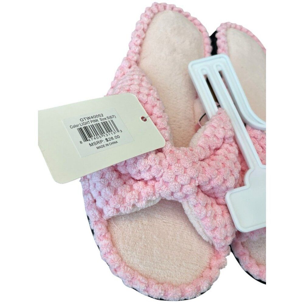 Gold Toe Womens Size Small 6/7 Barbie Light Pink Soft Open Toe Slippers NWT - Picture 2 of 3